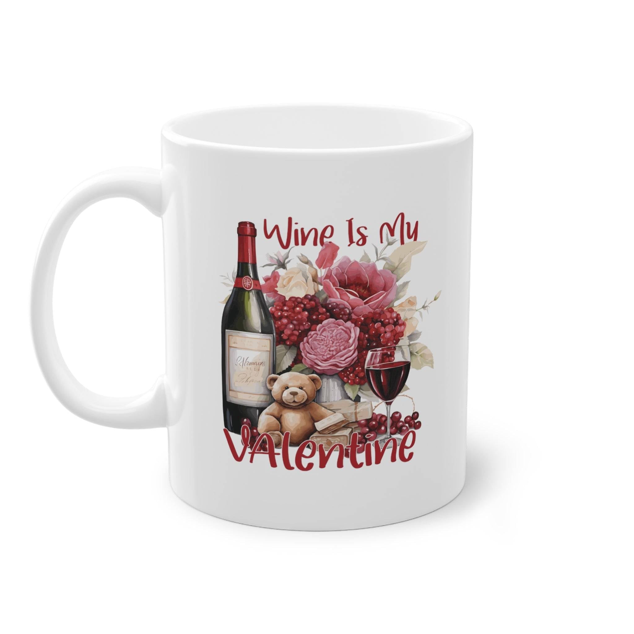 witzige Anti Valentinstag Tasse für Singles mit Wein Motivwitzige Anti Valentinstag Tasse für Singles mit Wein Motiv