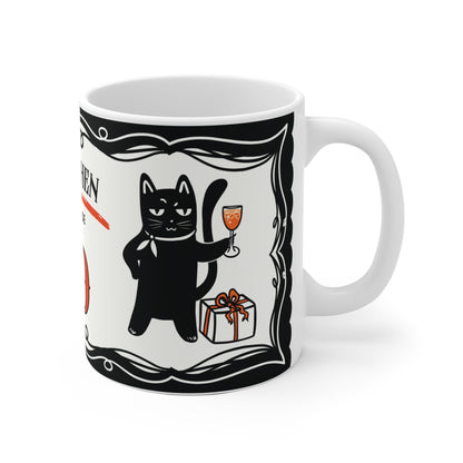 Lustige Geburtstagstasse 30 - Katze Leopold mit Sektglas - Geschenk zum 30. Geburtstag