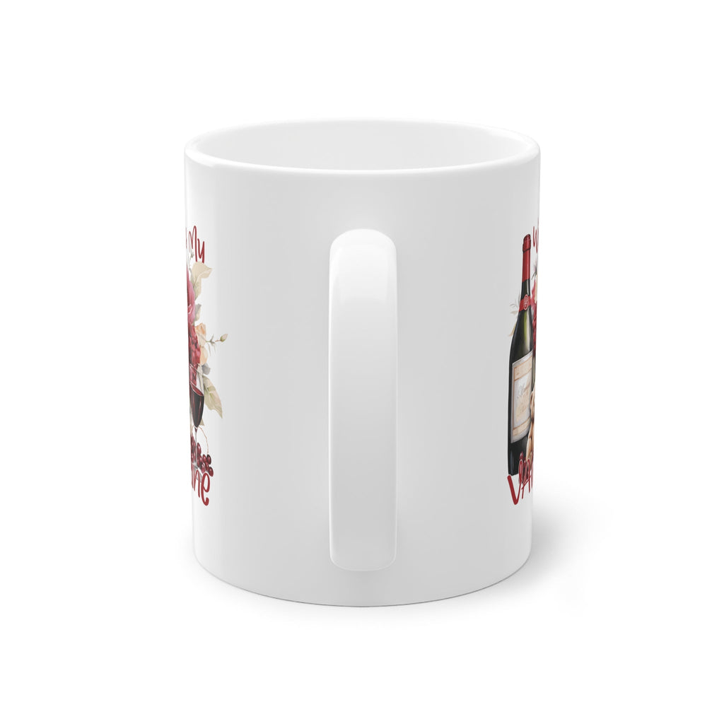witzige Anti Valentinstag Tasse für Singles mit Wein Motiv
