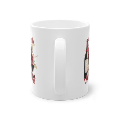 witzige Anti Valentinstag Tasse für Singles mit Wein Motiv