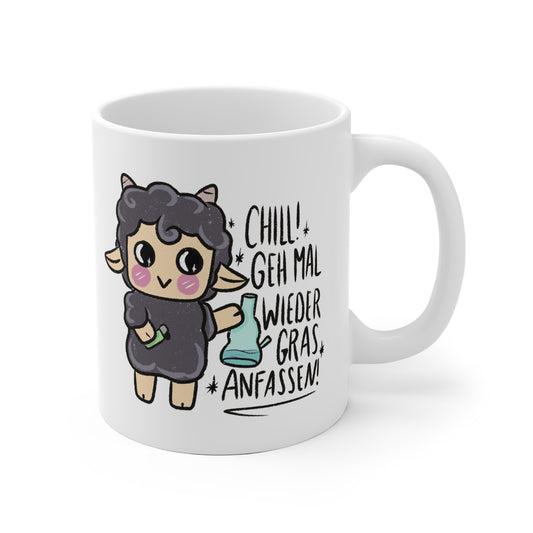 Witzige Mental Health Tasse - Gras anfassen