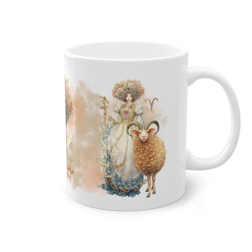 Unsere wunderschöne Motivtasse Widder, das perfekte Geschenk für alle im Sternzeichen Widder. Mit fantasievollem All-Over Print, ist sie ein Hingucker.