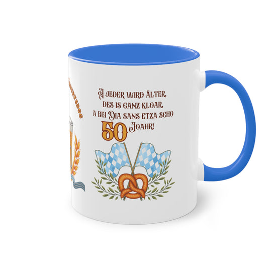 Bayerische Geburtstags-Tasse „50 Jahre“ – Perfektes Geschenk für Bayern-Fans