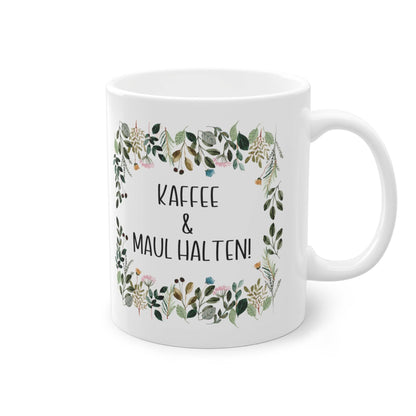 a coffee mug with the words kaffee and mauli halen on it