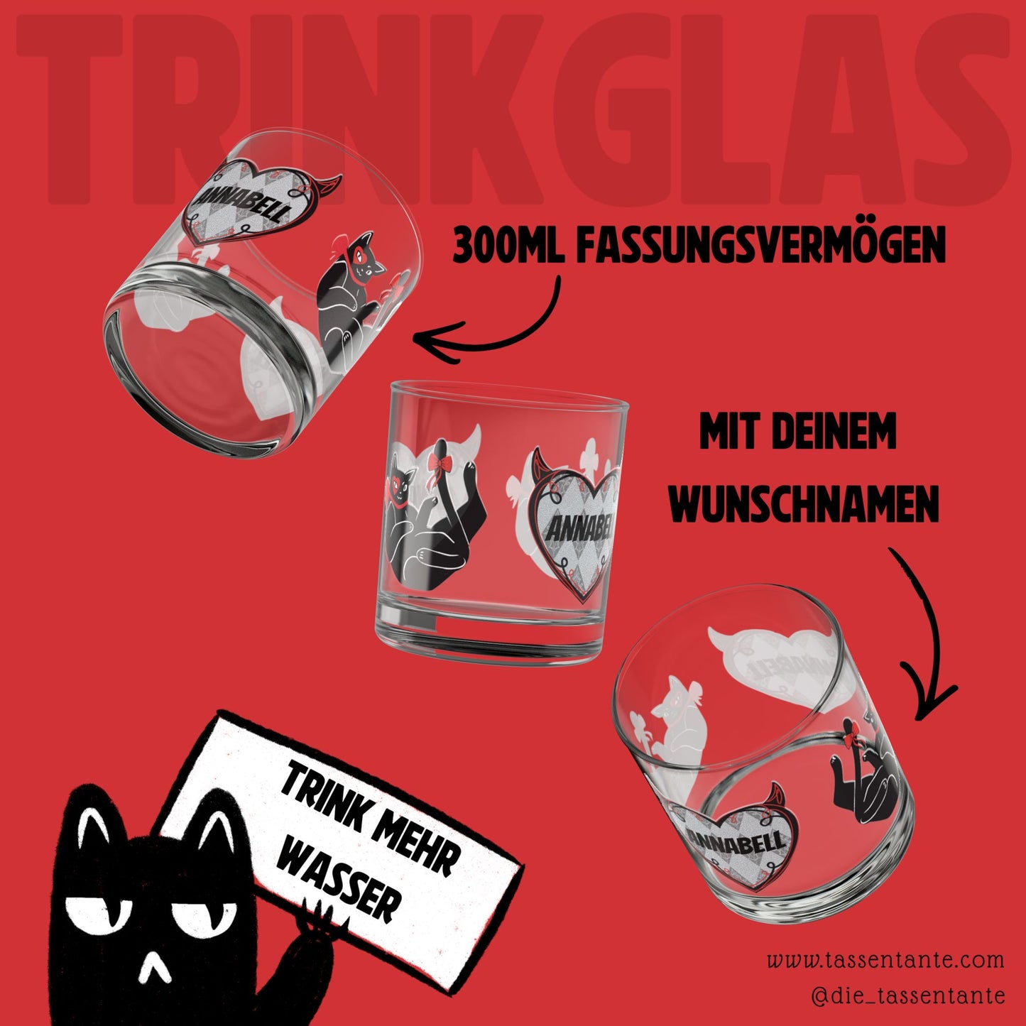 Trinkglas mit Wunschnamen - cheeky Leopold