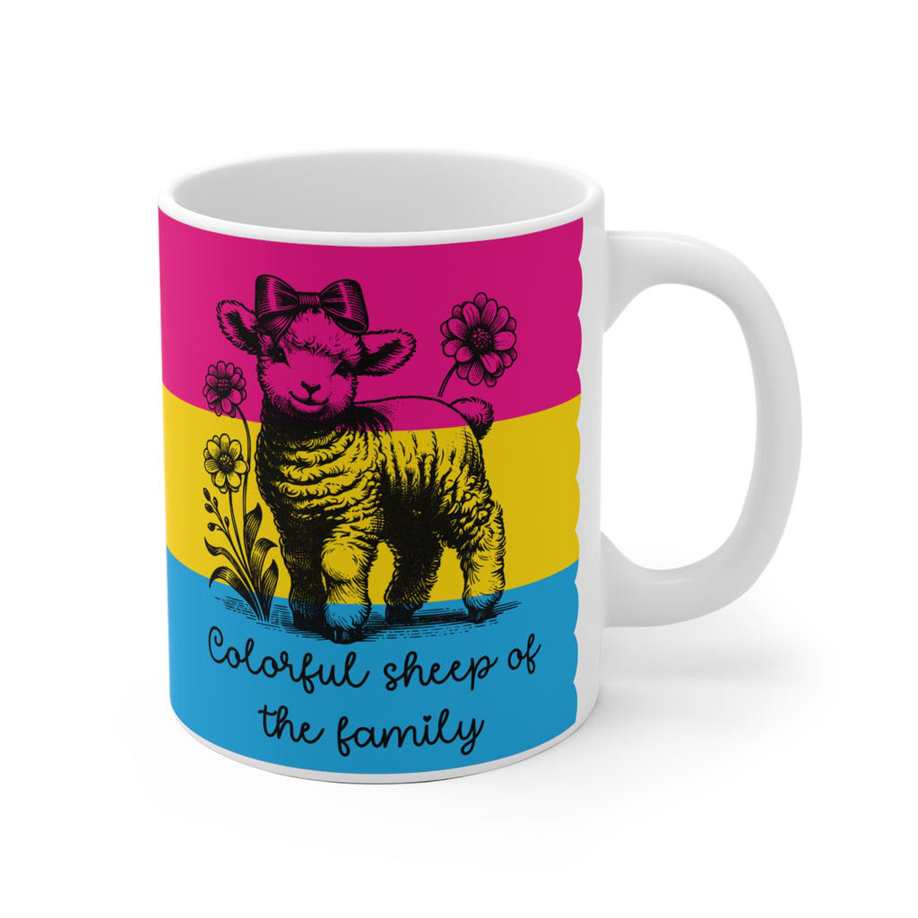 Pride Tasse „Colorful Sheep of the Family“ – Pansexuell Pride Geschenk mit Schaf-Motiv