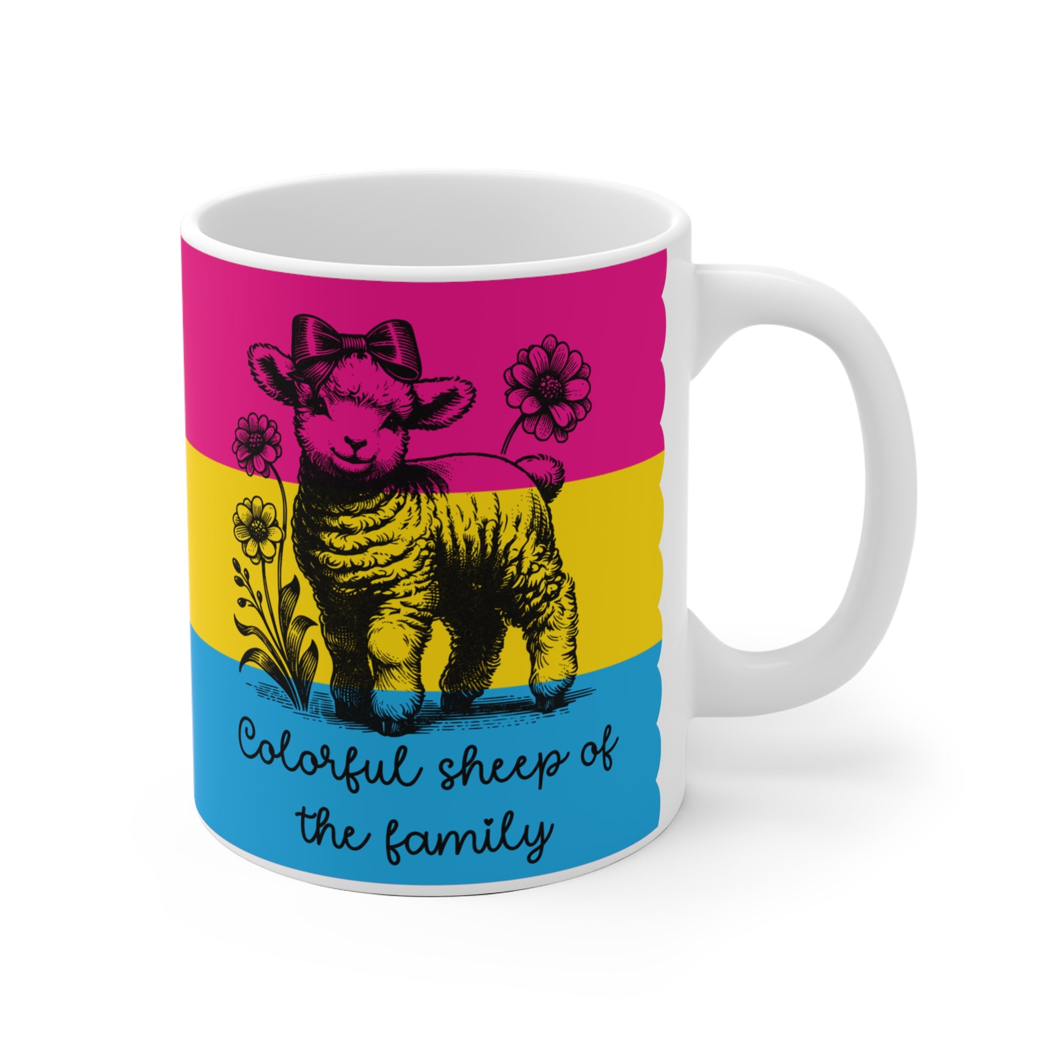 Pride Tasse „Colorful Sheep of the Family“ – Pansexuell Pride Geschenk mit Schaf-Motiv