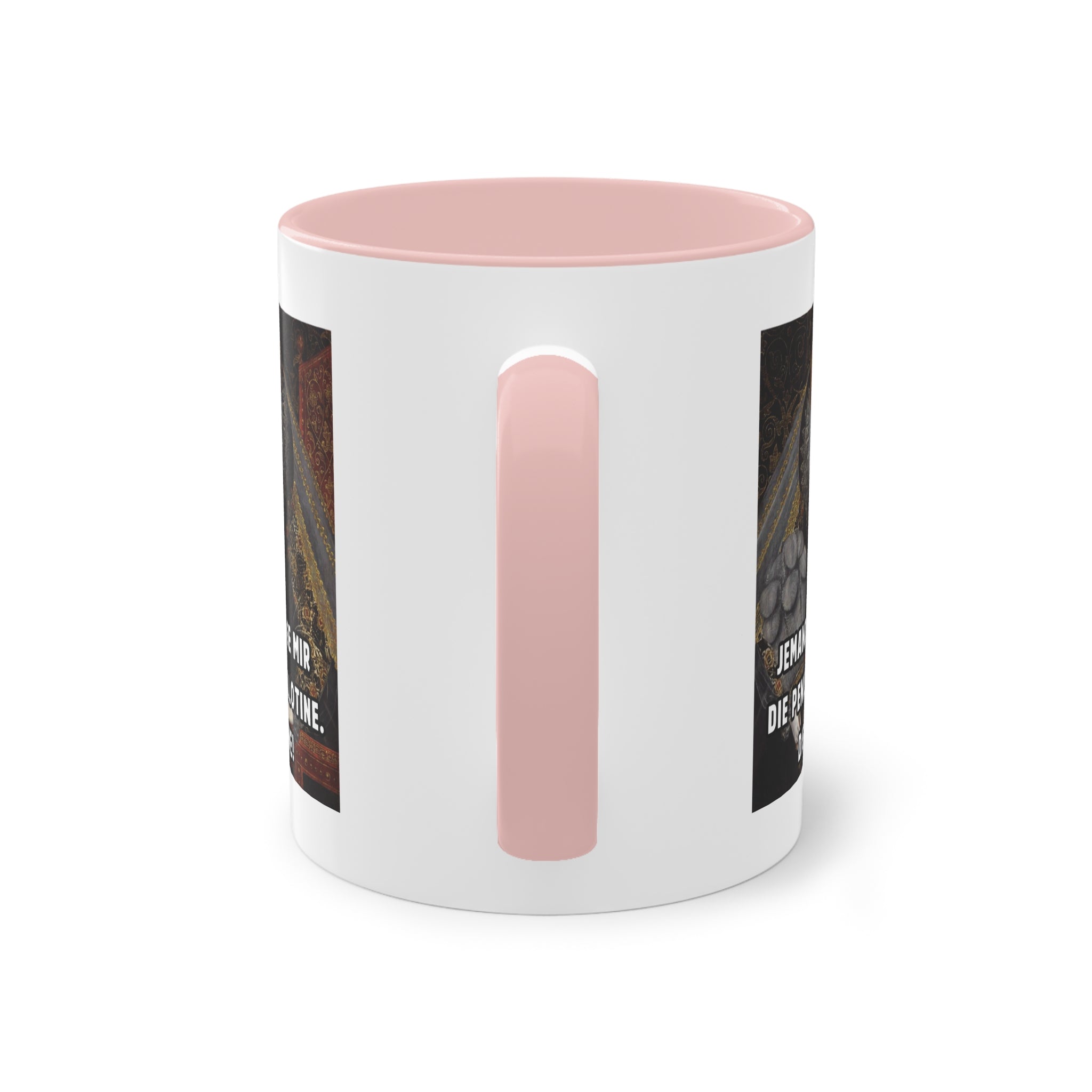 Jemand bringe mir die Penis-Guillotine - DIE KLEINE! | Lustige Meme-Tasse mit historischem Touch