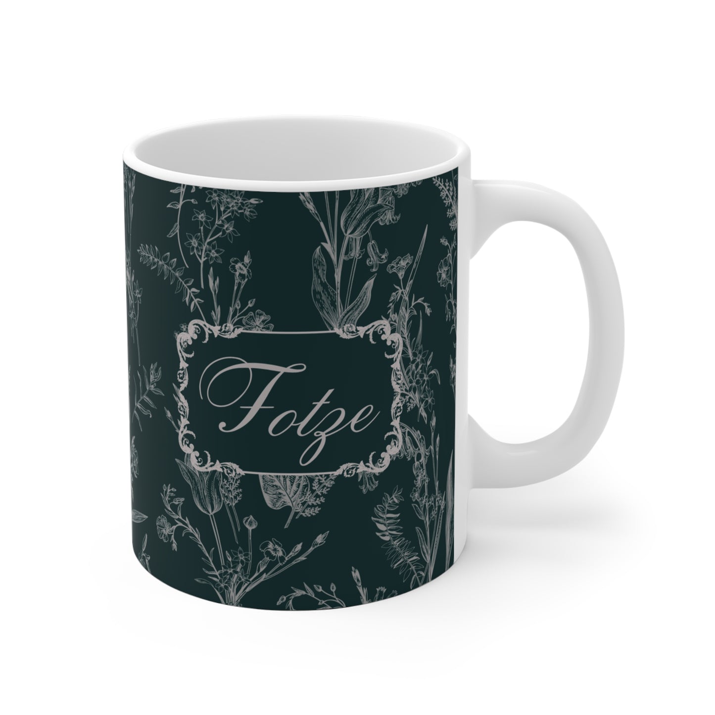 Lustige Fotze Tasse mit Vintage Blumenmuster