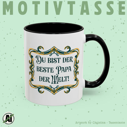 Du bist der beste Papa der Welt Tasse - Geschenk für Papa zum Vatertag oder Geburtstag - Vintage Ornament Design