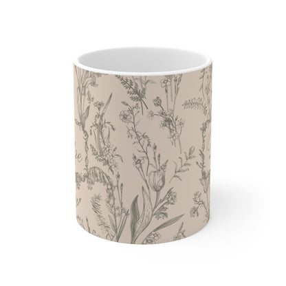 Lustige Fotze Tasse mit Vintage Blumenmuster - milk