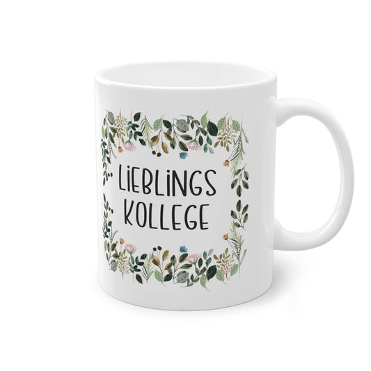 Bereite deinem Lieblingskollegen eine Freude mit dieser Tasse, umgeben von einem liebevollen floralen Rahmen – das ideale Geschenk für den Lieblingskollegen. 