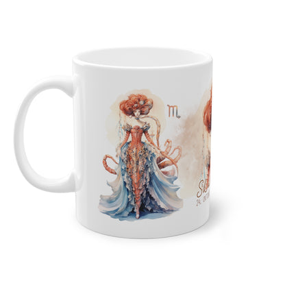 Unsere wunderschöne Motivtasse Skorpion, das perfekte Geschenk für alle im Sternzeichen Skorpion. Mit fantasievollem All-Over Print, ist sie ein Hingucker.