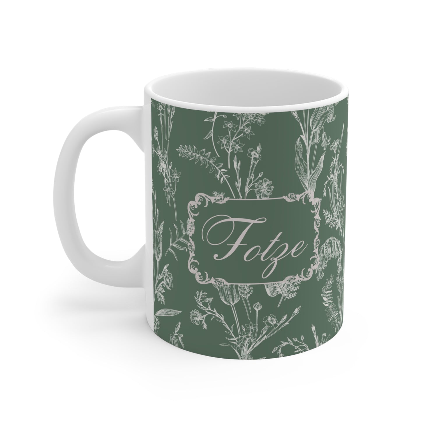 Lustige Fotze Tasse mit Vintage Blumenmuster - Salbei