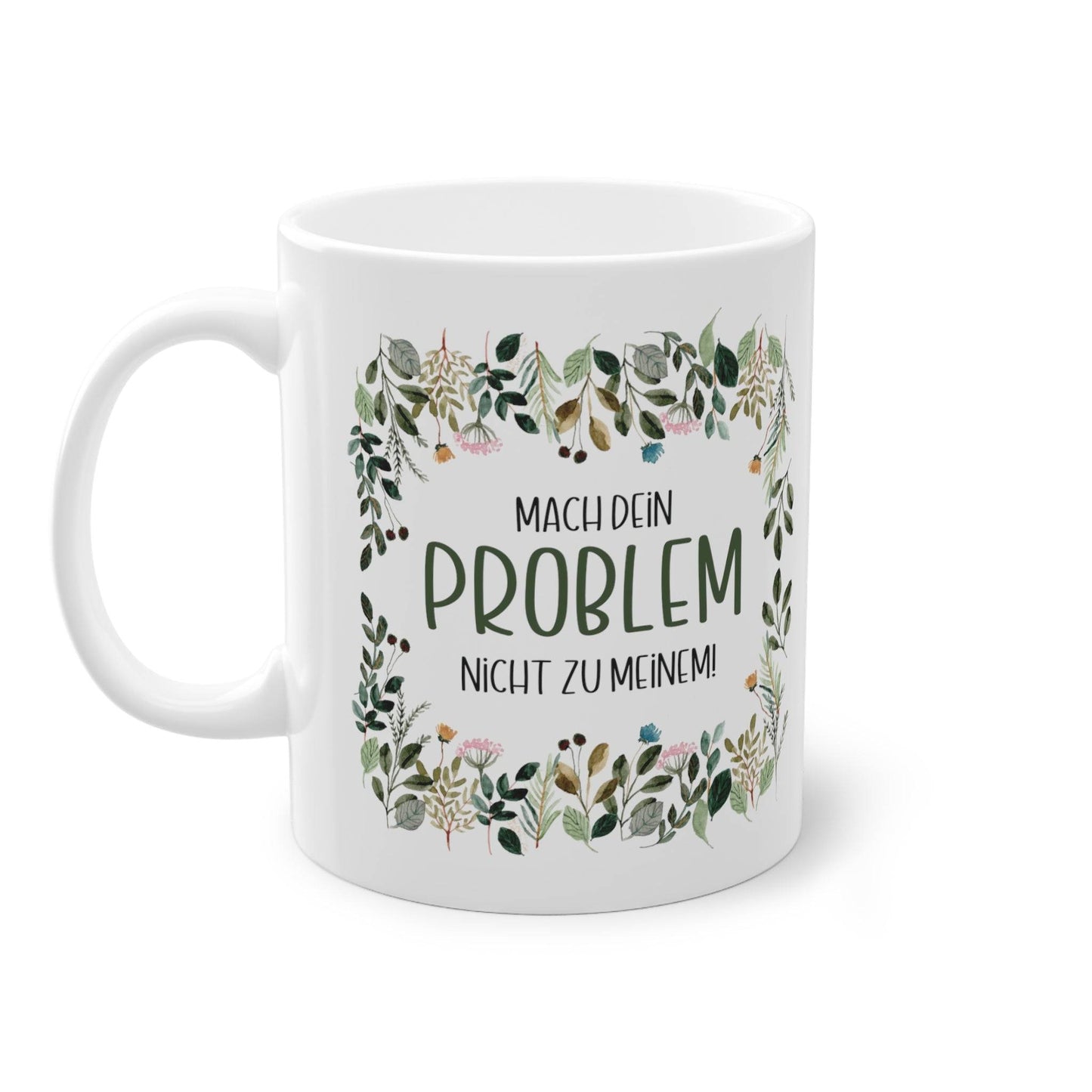 a coffee mug with the words problem written on it