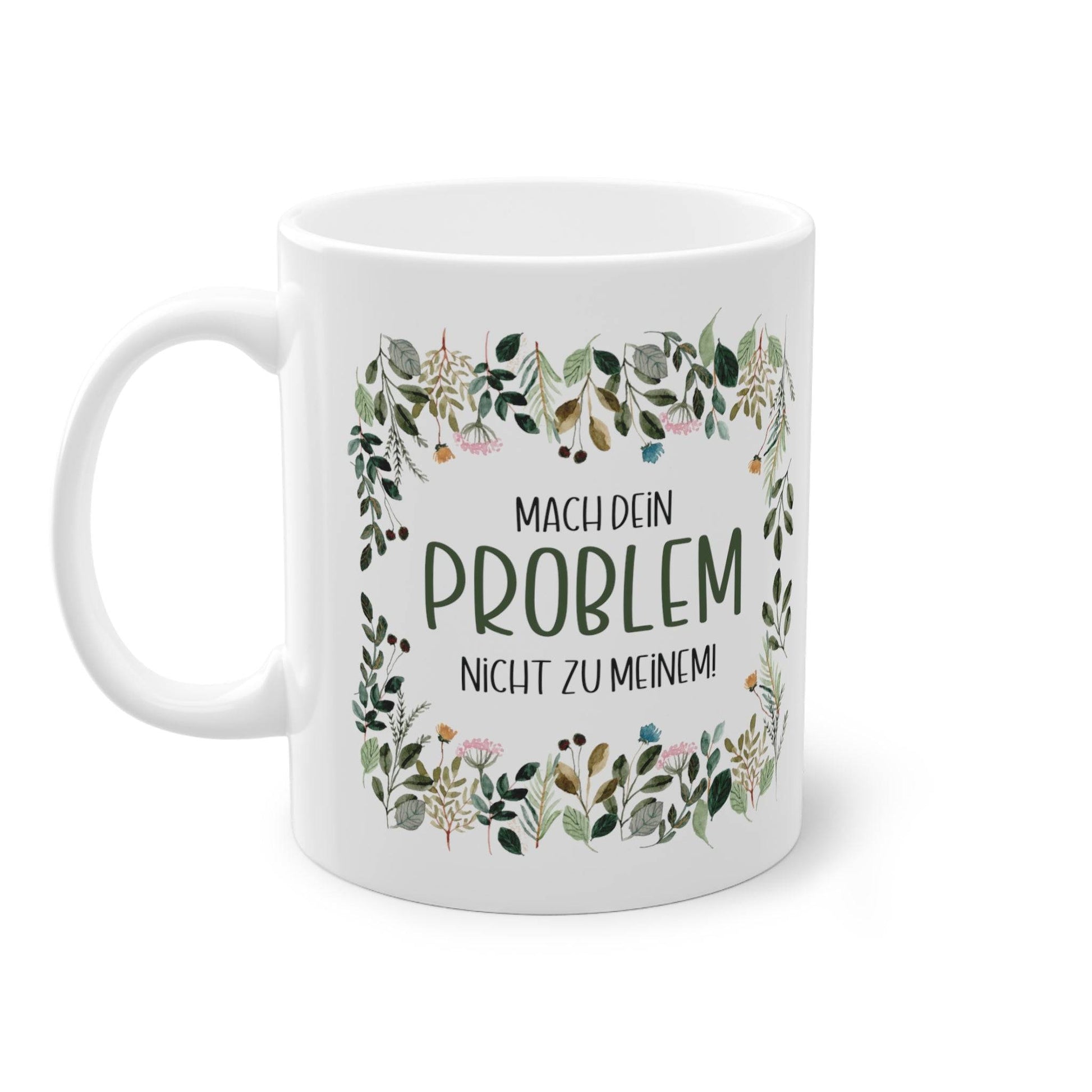 a coffee mug with the words problem written on it
