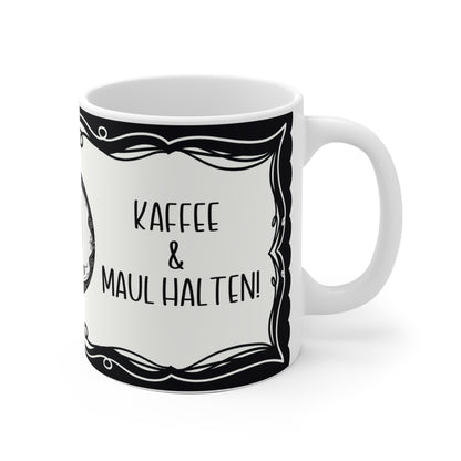 Motivtasse Leopold, Tasse, witzig & sarkastisch, Kaffee & Maul halten