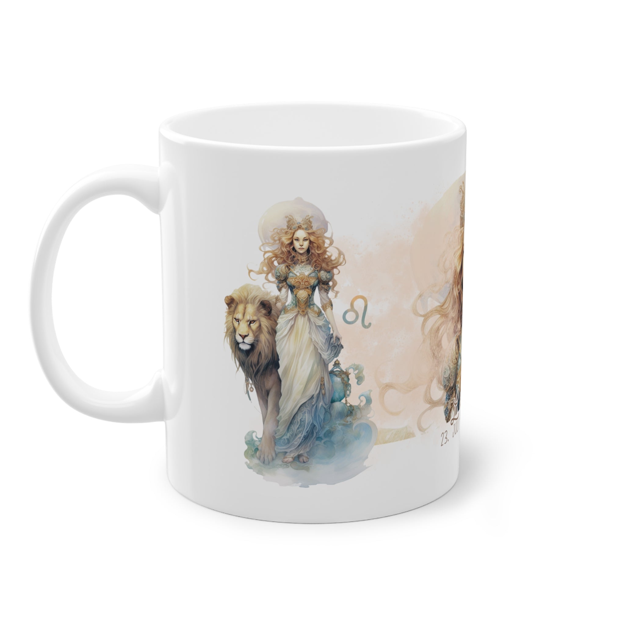 Unsere wunderschöne Motivtasse Löwe, das perfekte Geschenk für alle im Sternzeichen Löwe. Mit fantasievollem All-Over Print, ist sie sicher ein Hingucker.