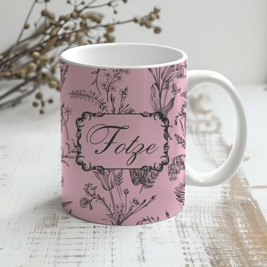 Lustige "Fotze" Tasse mit Vintage Muster