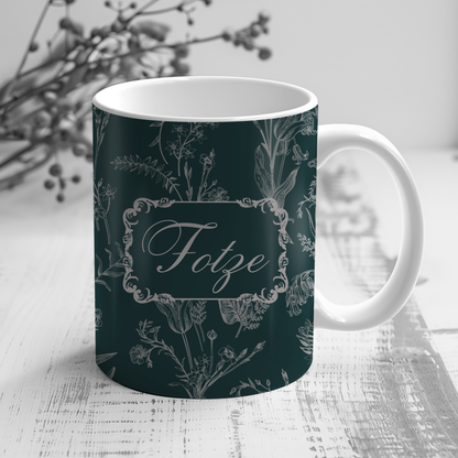 Lustige Fotze Tasse mit Vintage Blumenmuster