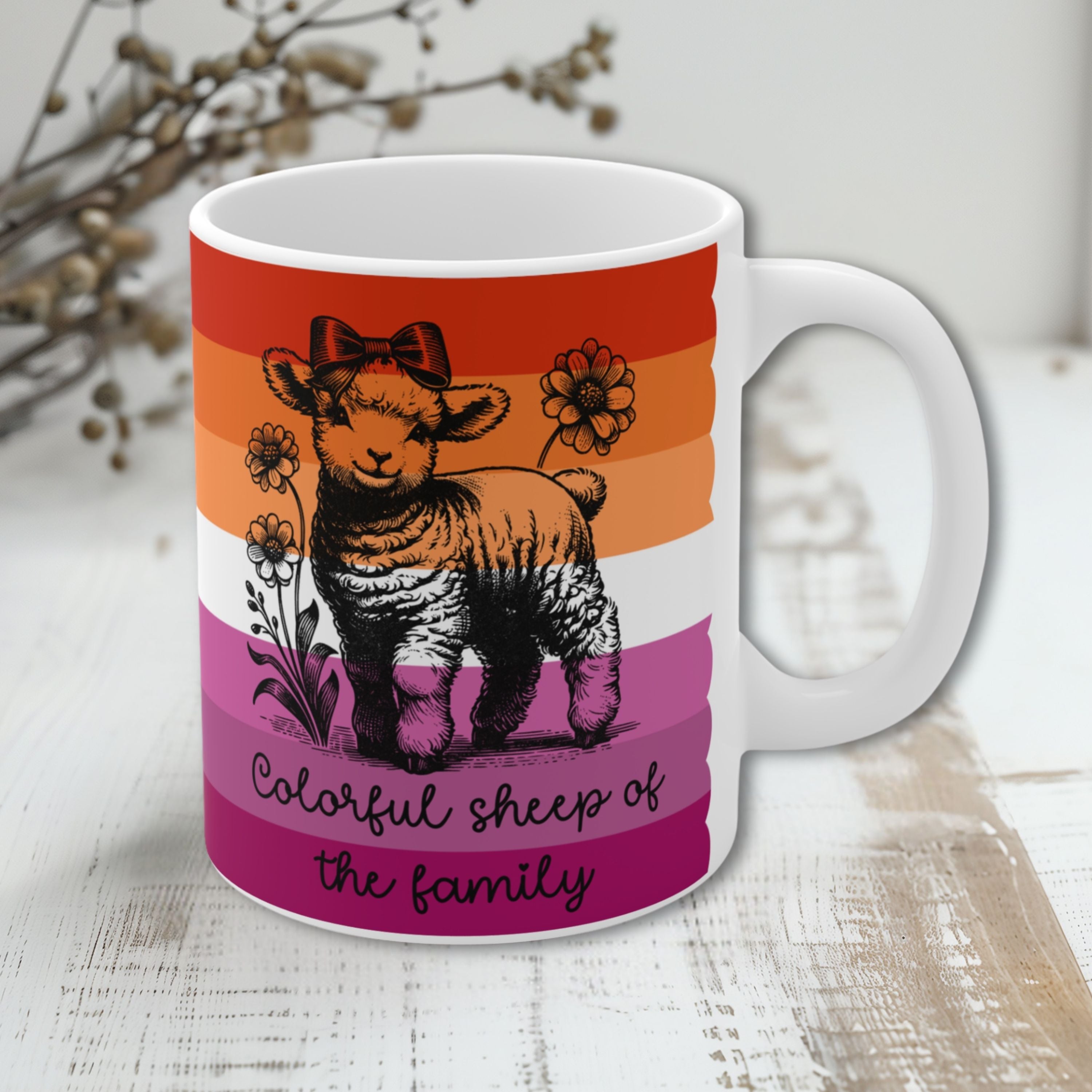 Pride Tasse „Colorful Sheep of the Family“ – Trans Pride Geschenk mit Schaf-Motiv