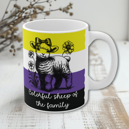 Pride Tasse „Colorful Sheep of the Family“ – non binary  Pride Geschenk mit Schaf-Motiv