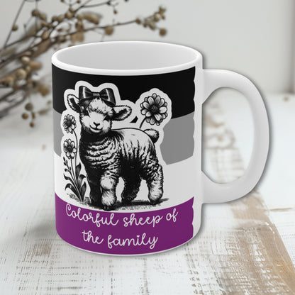 Pride Tasse „Colorful Sheep of the Family“ – Asexual Pride Geschenk mit Schaf-Motiv