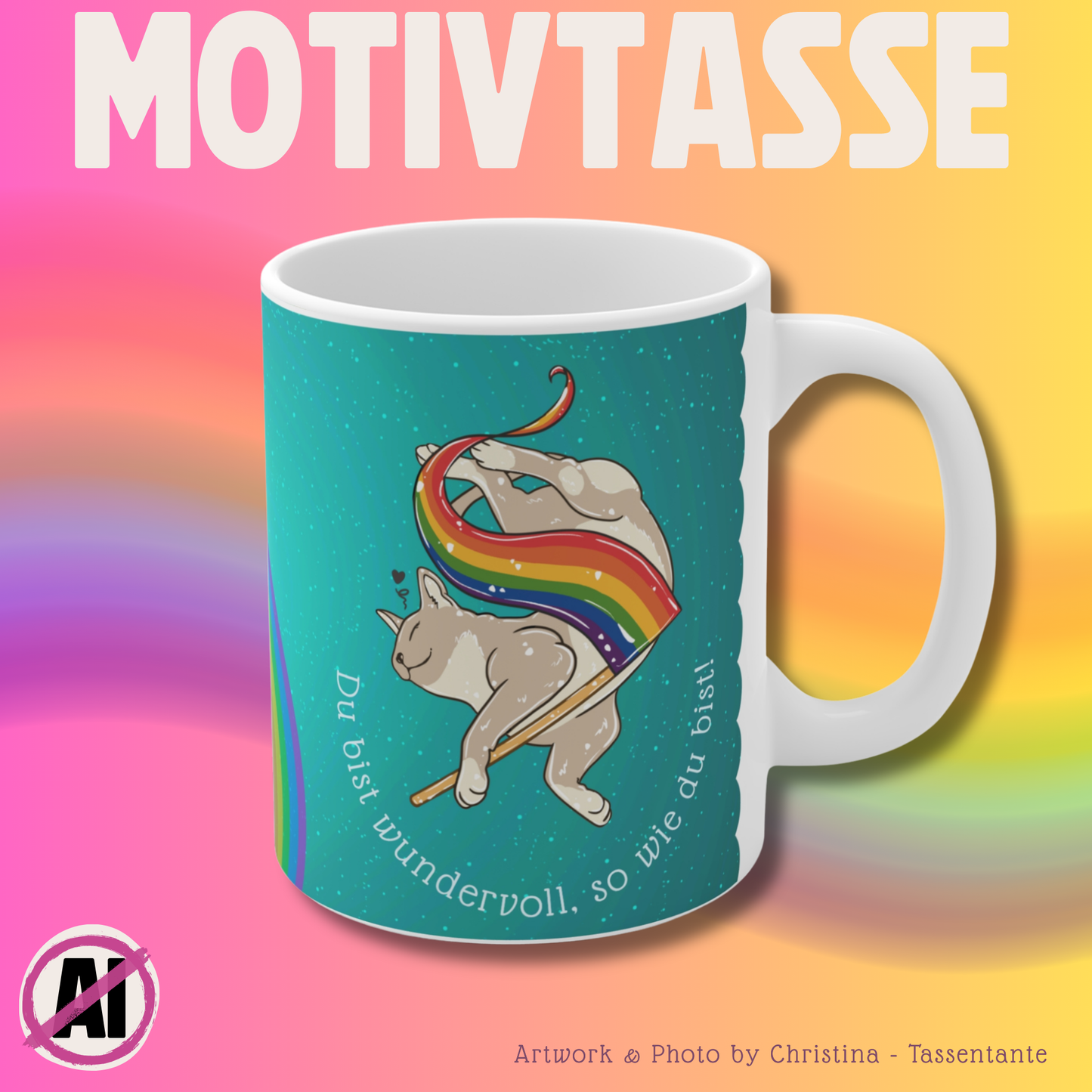 LGBTQ Tasse mit niedlichem Katzenmotiv - Geschenk Coming Out, Geburtstag, Jahrestag