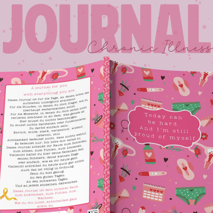 Schmerztagebuch - A5 - z.B. Endometriose, Adenomyose - pink