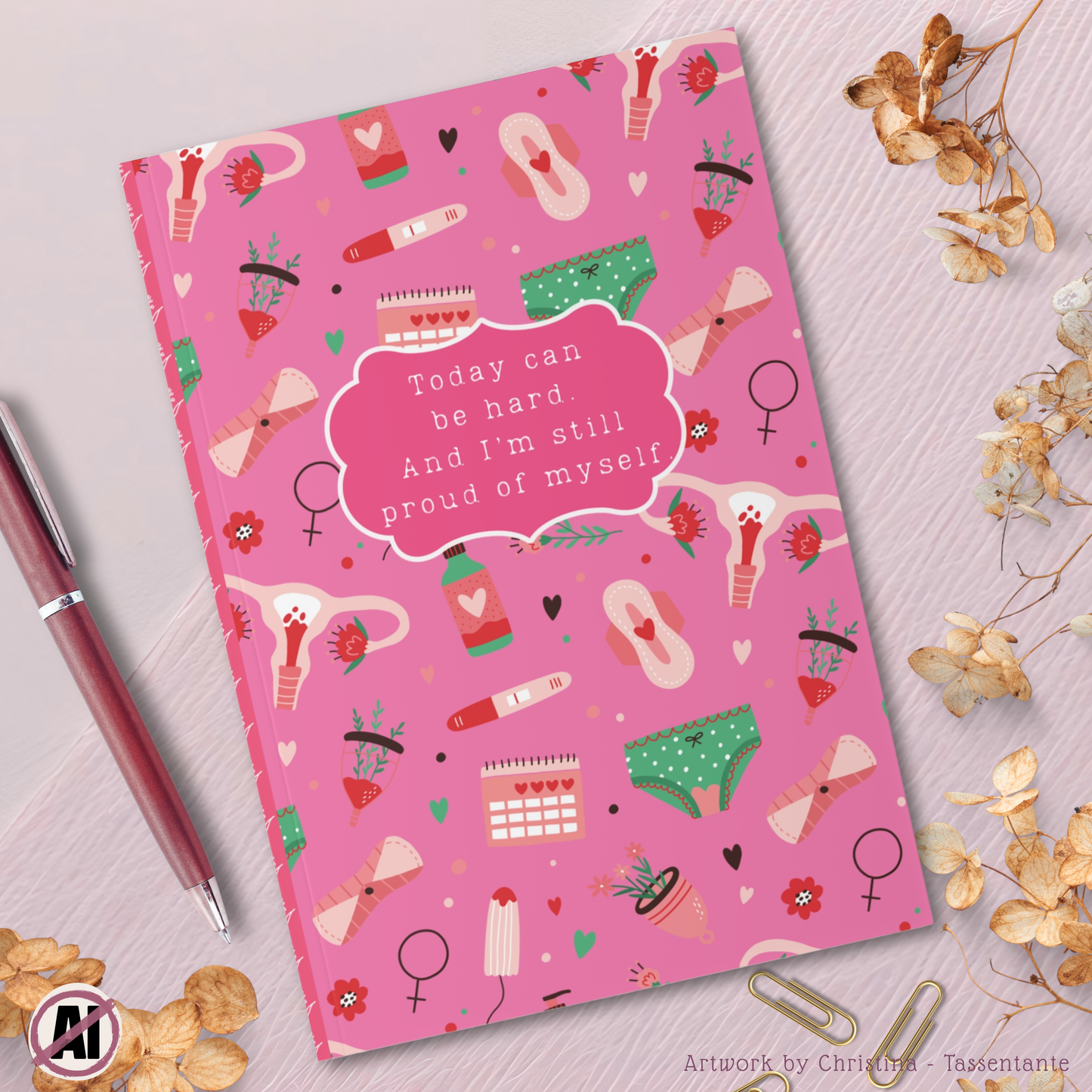 Schmerztagebuch - A5 - z.B. Endometriose, Adenomyose - pink