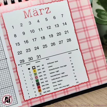 Ewiger Kreuzstich Kalender für Stick Fans - 12 kleine Stickprojekte, Geschenk für Kreuzstich Fans