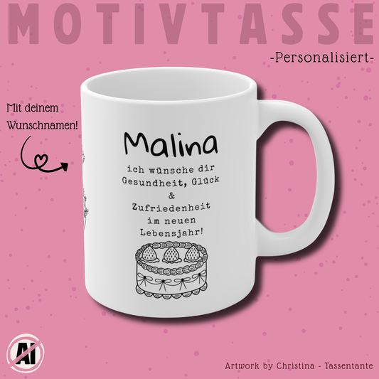 Personalisierte Geburtstagstasse mit Name - Lustige Geburtstag Tasse Geschenk für Freundin, Schwester, Mama, Individuelle Tasse Geburtstag mit Wunschnamen
