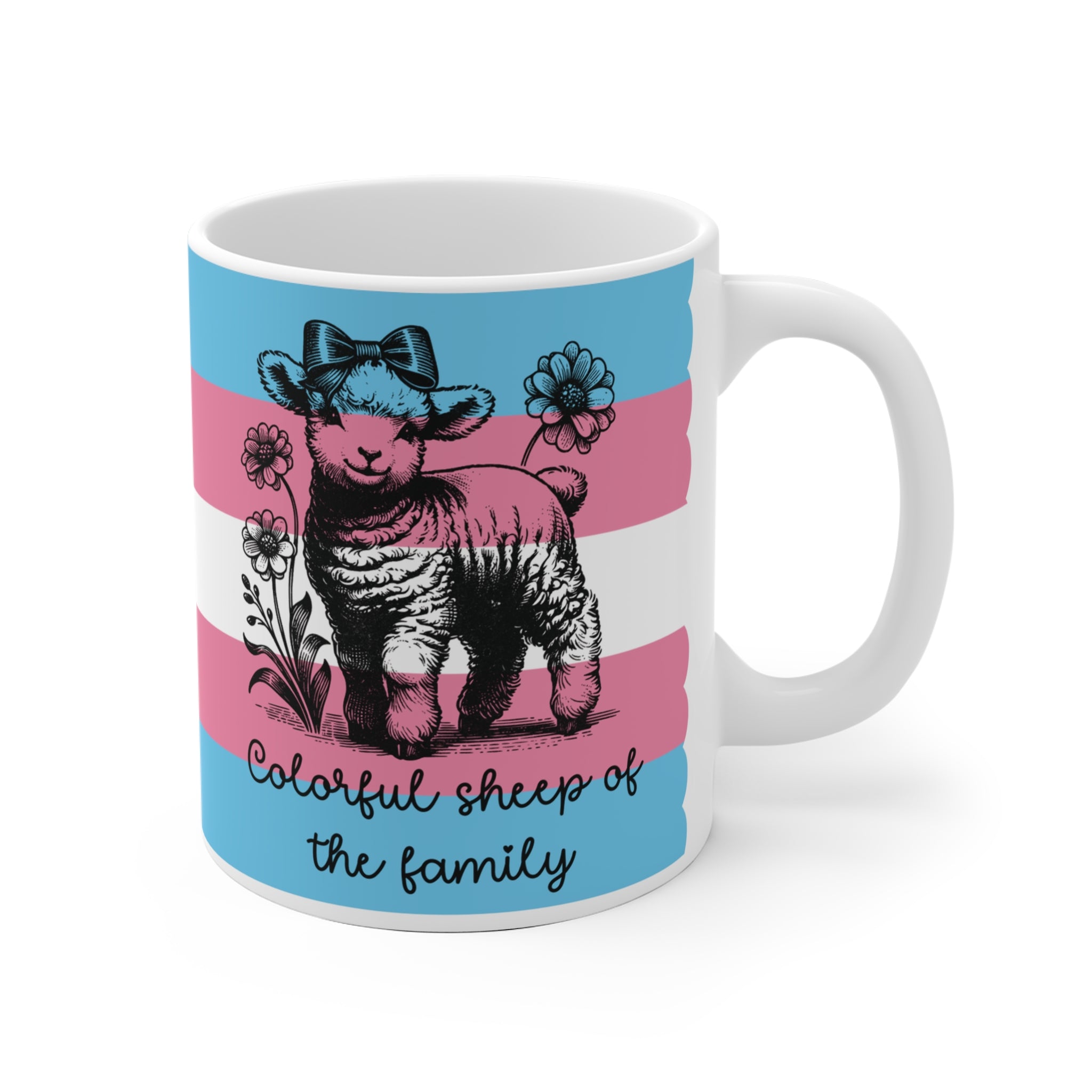 Trans Pride Tasse „Colorful Sheep of the Family“ – Trans Pride Geschenk mit Schaf-Motiv
