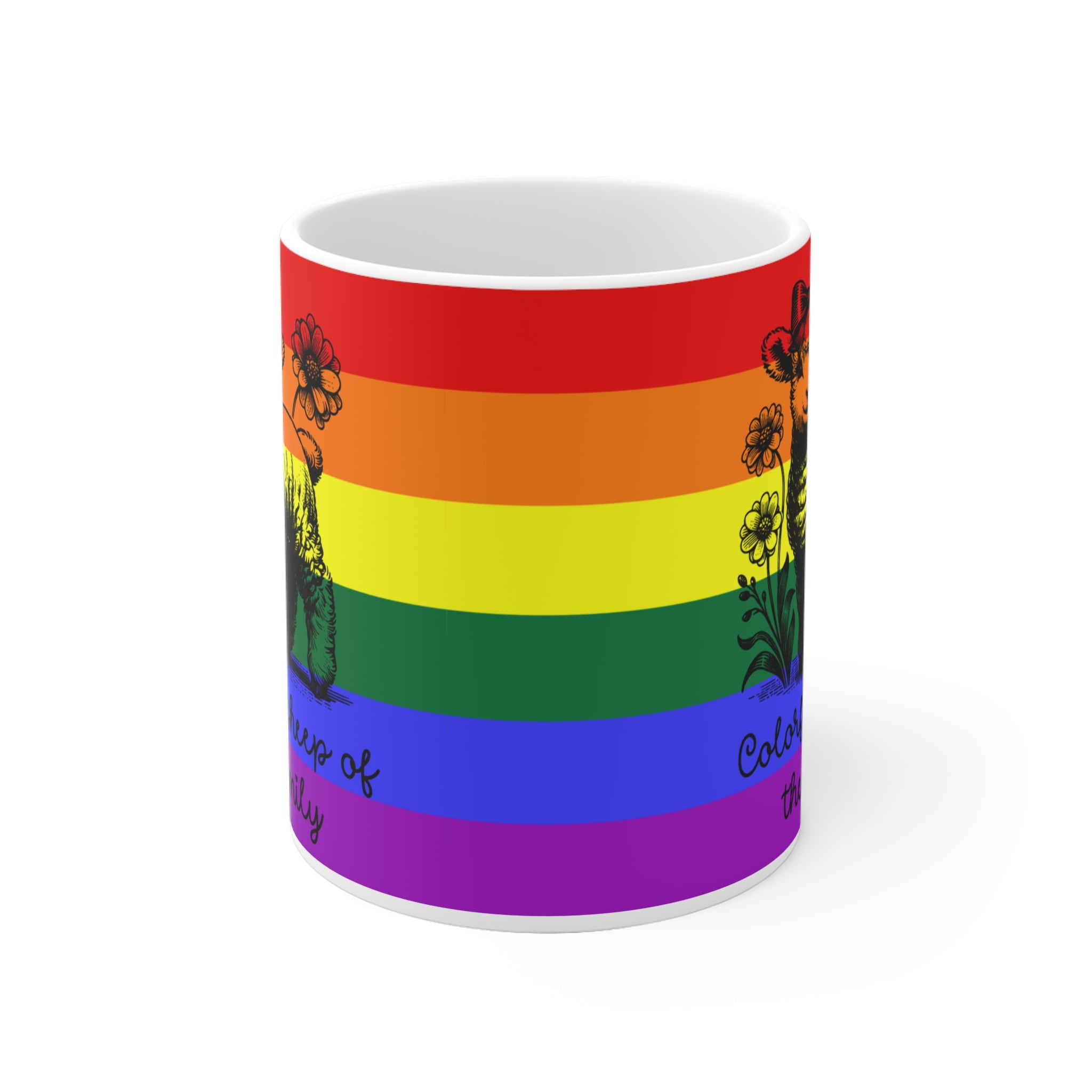 Pride Tasse „Colorful Sheep of the Family“ – Trans Pride Geschenk mit Schaf-Motiv