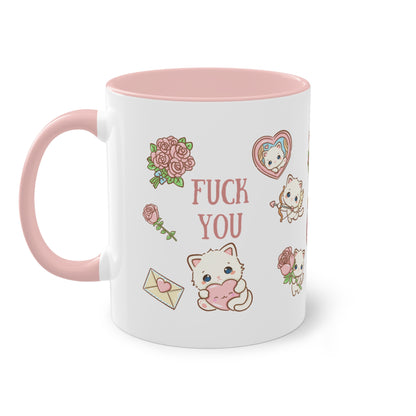 Freche "Fuck You" Tasse mit niedlichem Katzenmotiv