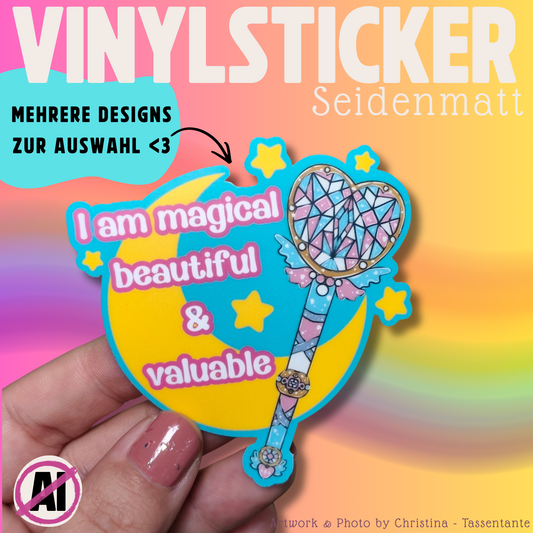 Trans - Pride Sticker- Pride Flags - 90s Magical Anime Wand - Moon
