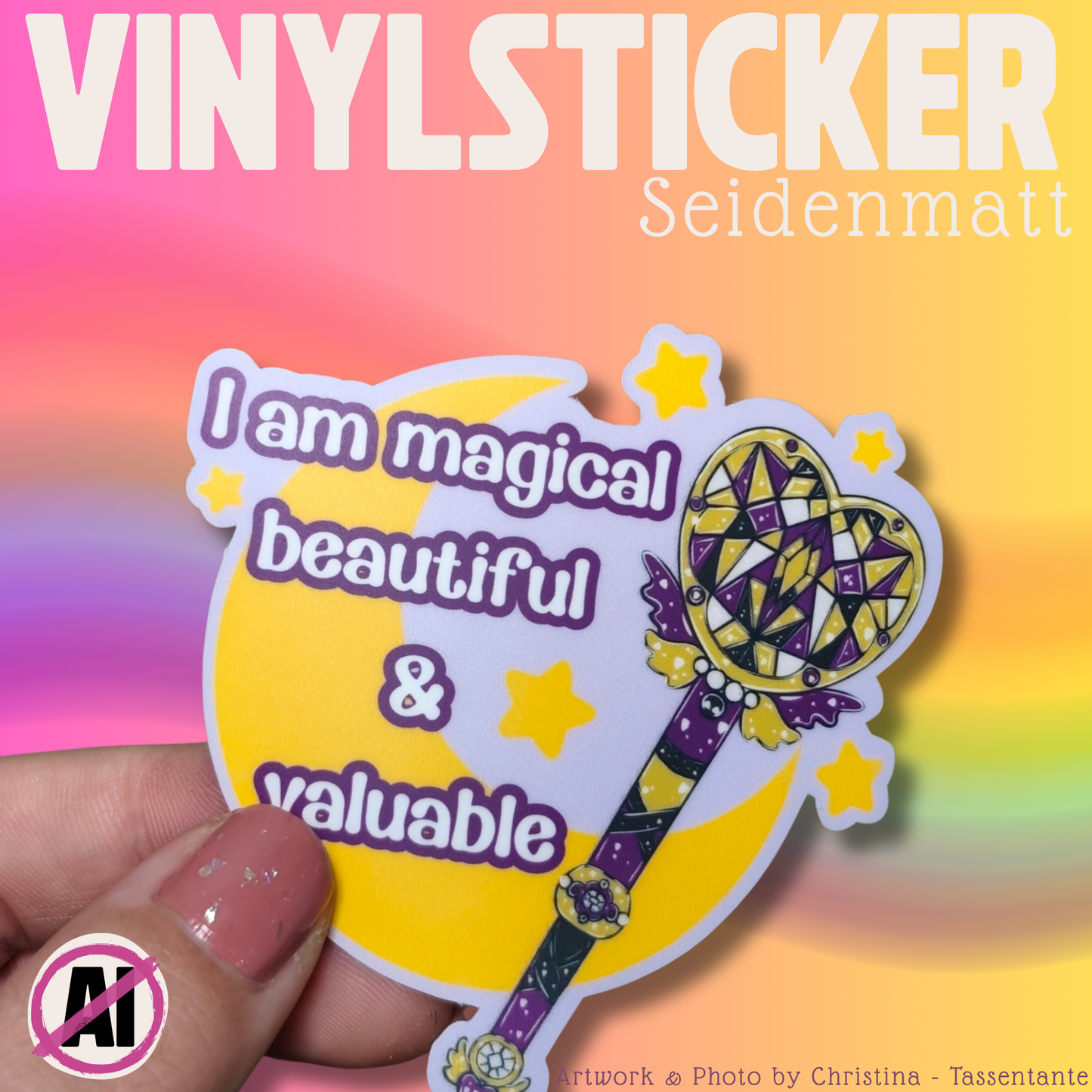 Nonbinary - Pride Sticker- Pride Flags - 90s Magical Anime Wand - Moon