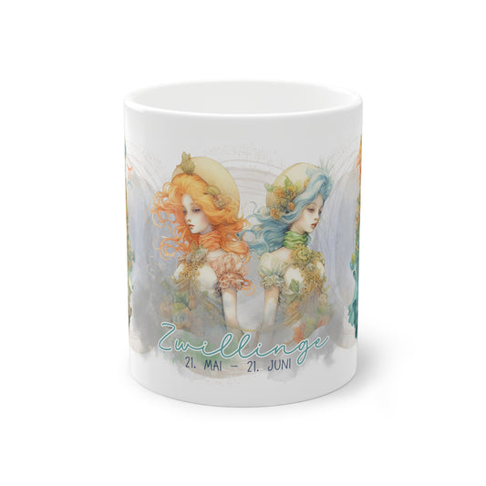 Unsere wunderschöne Motivtasse Zwillinge, das perfekte Geschenk für alle im Sternzeichen Zwillinge. Mit fantasievollem All-Over Print, ist sie ein Hingucker.