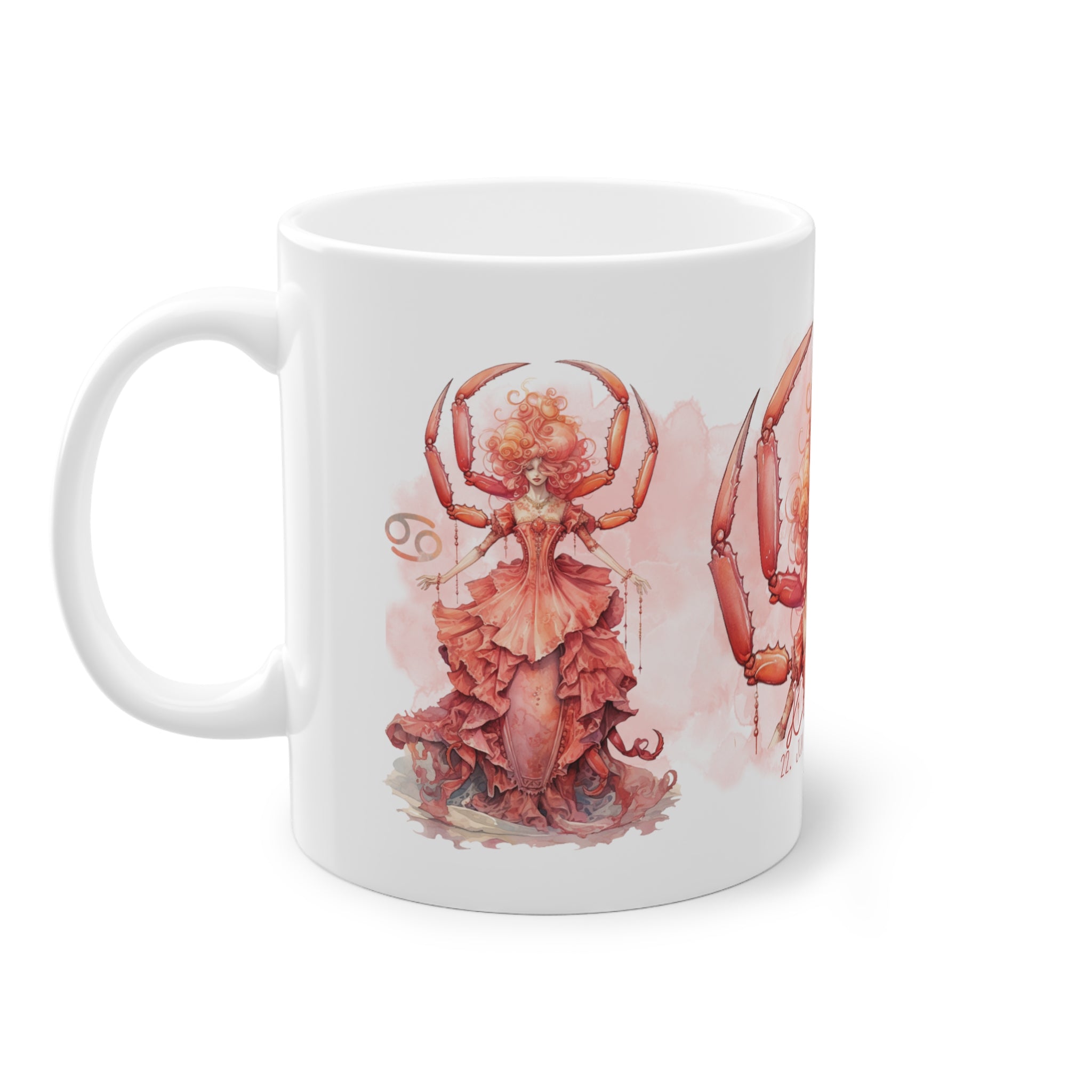 Unsere wunderschöne Motivtasse Krebs, das perfekte Geschenk für alle im Sternzeichen Krebs. Mit fantasievollem All-Over Print, ist sie ein Hingucker