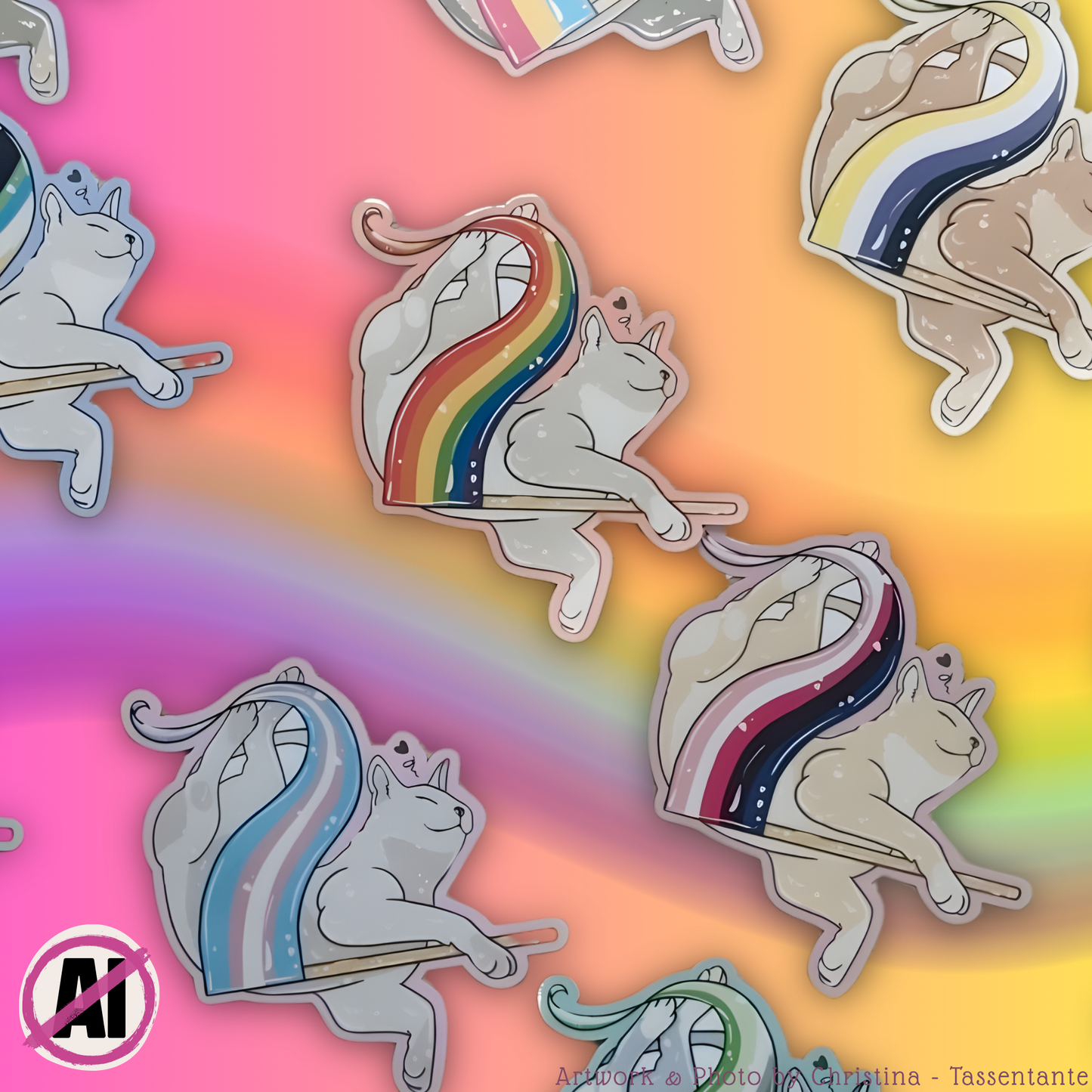 LGBTQ Pride Katzen Sticker, Trans, Bi, Pan, Lesbian, Nonbinary, Asexual, Demigirl, Demiboy, Disability Vinyl Aufkleber Pride Geschenk