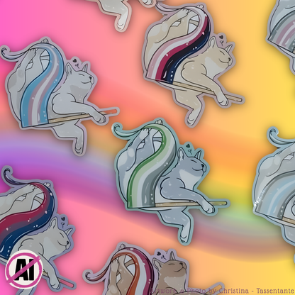 LGBTQ Pride Katzen Sticker, Trans, Bi, Pan, Lesbian, Nonbinary, Asexual, Demigirl, Demiboy, Disability Vinyl Aufkleber Pride Geschenk