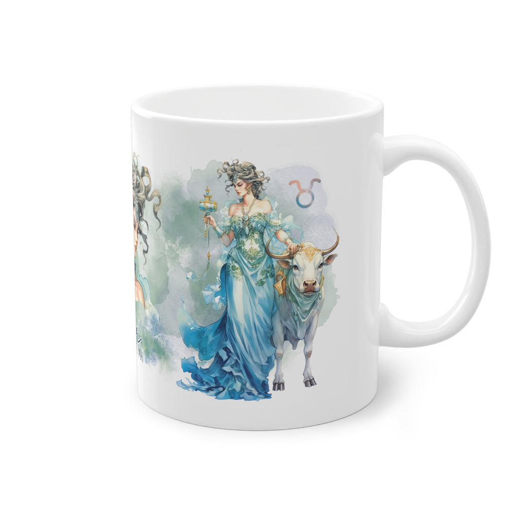 Unsere wunderschöne Motivtasse Stier, das perfekte Geschenk für alle im Sternzeichen Stier. Mit fantasievollem All-Over Print, ist sie sicher ein Hingucker.