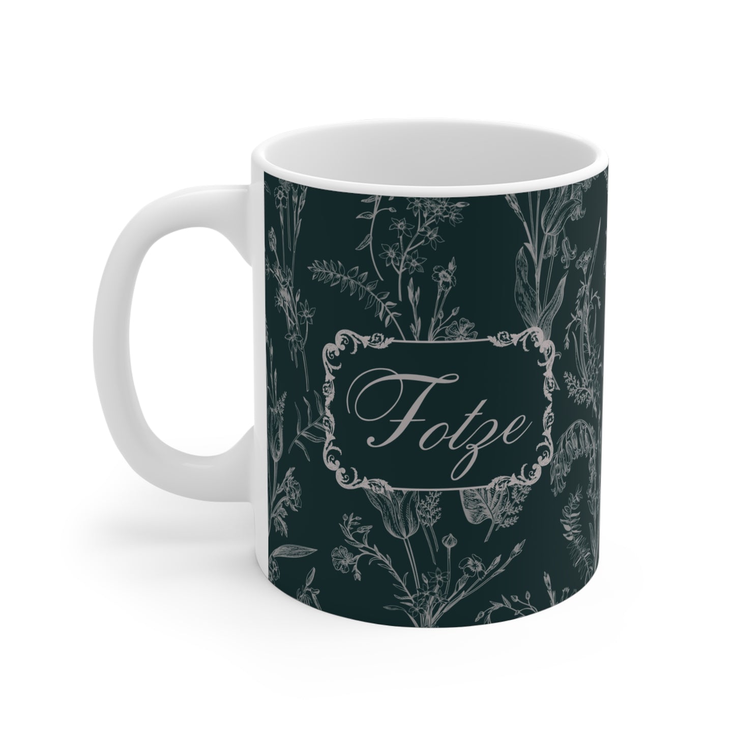Lustige Fotze Tasse mit Vintage Blumenmuster