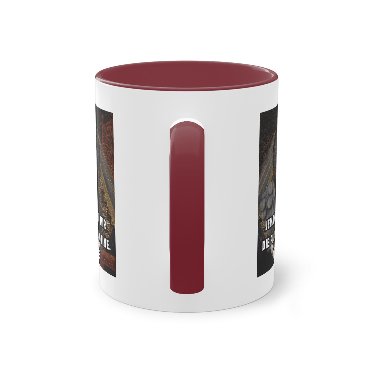 Jemand bringe mir die Penis-Guillotine - DIE KLEINE! | Lustige Meme-Tasse mit historischem Touch