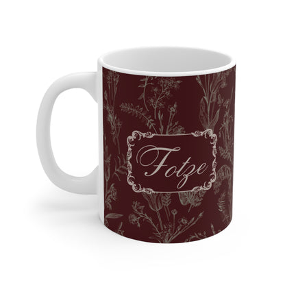 Lustige Fotze Tasse mit Vintage Blumenmuster - wine