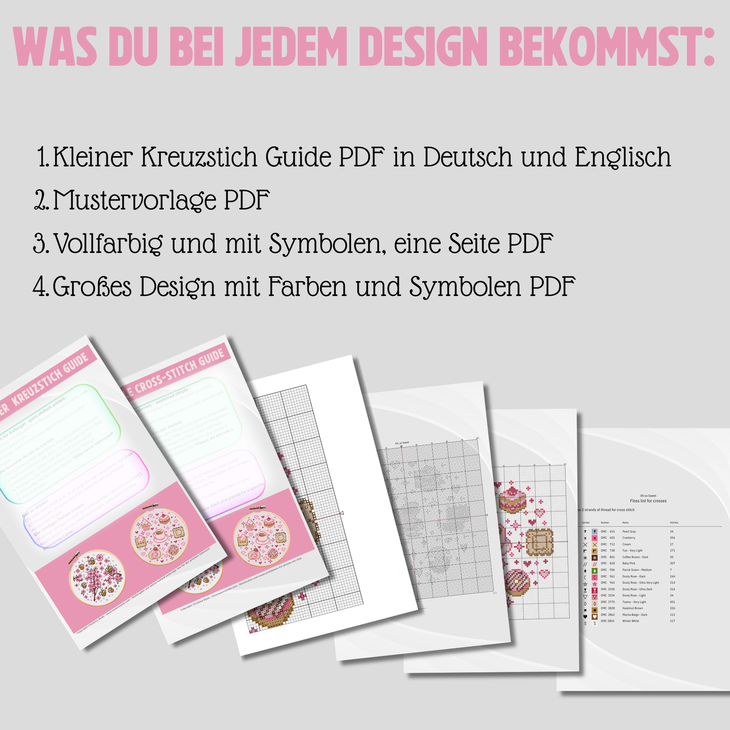 Stickvorlage Kreuzstich - Hexenfreunde, eine kleine Hexe mir all ihren Freunden