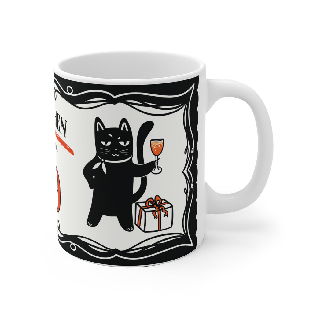 Lustige Geburtstagstasse 60 - Katze Leopold mit Sektglas - Geschenk zum 60. Geburtstag