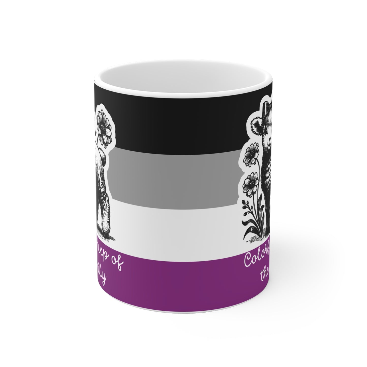 Pride Tasse „Colorful Sheep of the Family“ – Asexual Pride Geschenk mit Schaf-Motiv