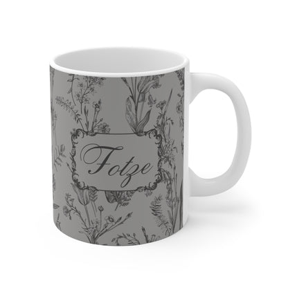 Lustige Fotze Tasse mit Vintage Blumenmuster - grey