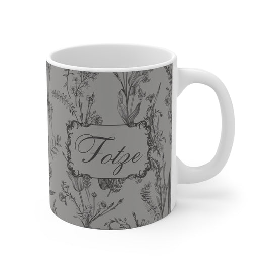 Lustige Fotze Tasse mit Vintage Blumenmuster - grey